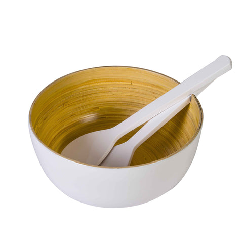 White Bamboo Salad Bowl