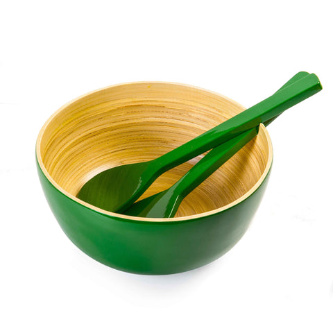 Green Bamboo Salad Bowl