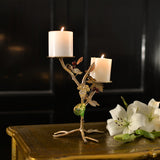 Gold Foliage Candle Stand : Double