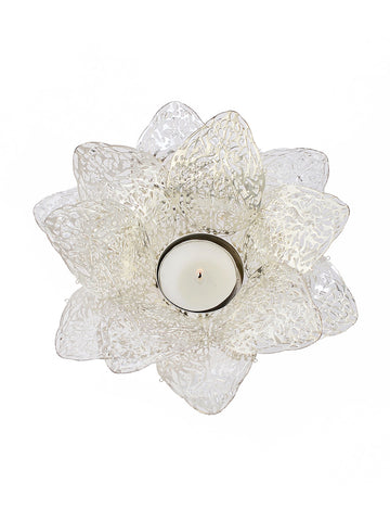 Silver Flower T Light Holder