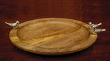 Round Wooden Platter with Bird