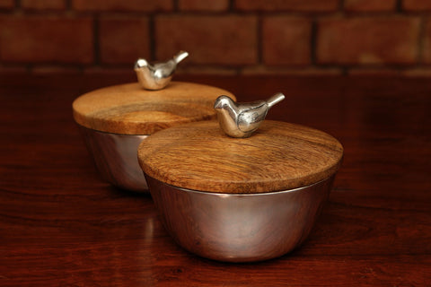 Bird Bowl with Lid (Set of 2)