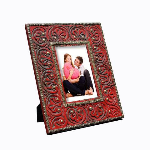 Brass Stud Red Photo Frame 4x6