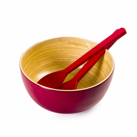 Red Bamboo Salad Bowl