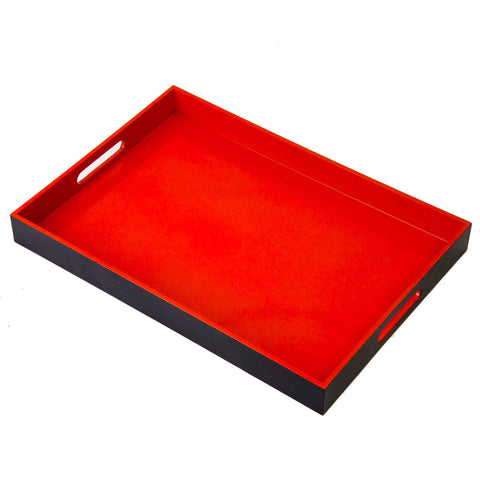 Orange & Black Lacquer Finish Tray