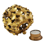 Round Flower T- light Holder: Gold