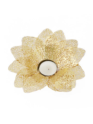 Golden Flower T Light Holder