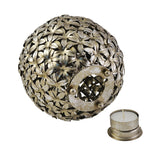 Round Flower T- light Holder : Silver