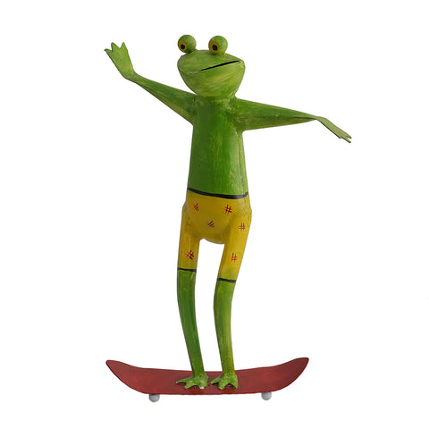 Skating Frog Figurine