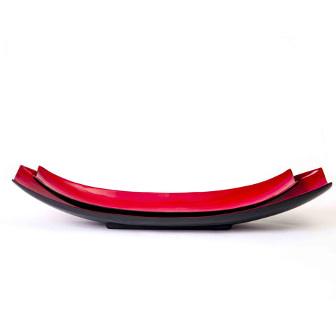 Red and Black Oblong Serving Platters Set of 2