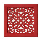Fretwork Wall Art: Red (Set Of 3)