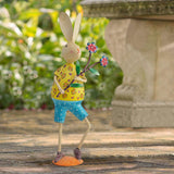 Hand painted Rabbit With Flowers